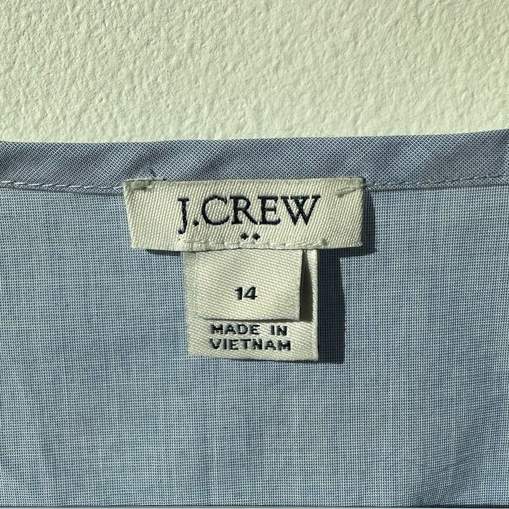 J. Crew factory Airy Blue Cotton Poplin sleeveless Ruffle top Size 14 - Picture 4 of 7